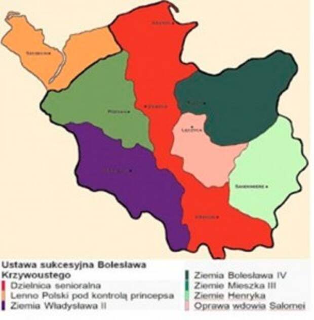 Раздел польского государства по «Cтатусу Болеслава Кривоустова»