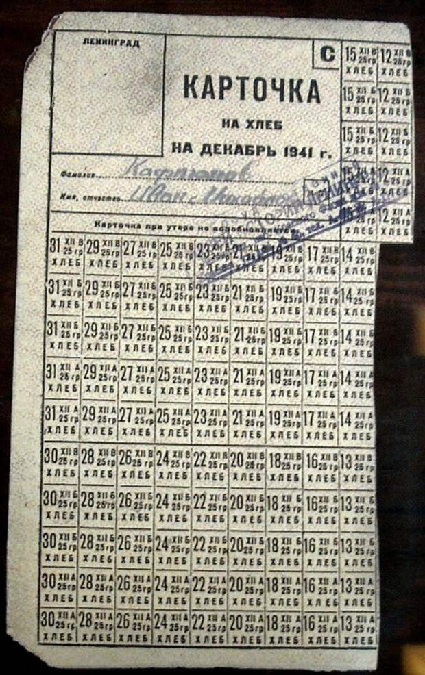 Хлебные карточки в блокадном Ленинграде