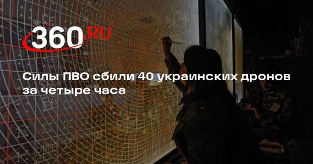 Силы ПВО сбили 40 украинских дронов за четыре часа
