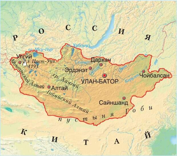 Карта Монголии. Картинка из открытых источников.