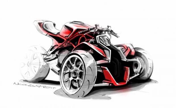 Ducati-Desmosedici-RR-Trike-Concept-Side-Rough-Sketch Ducati Desmosedici концепт от Nicolas Petit