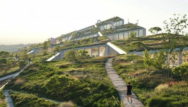 Офисные здания частично «спрячут» под землю (концепт Fase Valley). | Фото: archdaily.com.