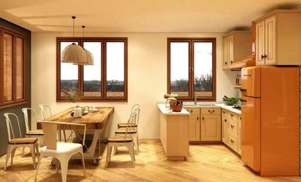 Объединенное пространство позволило создать просторную кухню-столовую. | Фото: livinginacontainer.com.