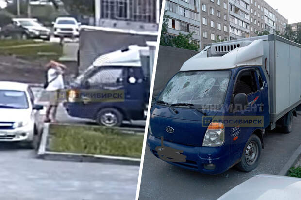 В Новосибирске мужчина с топором разгромил машины во дворе дома и попал на видео