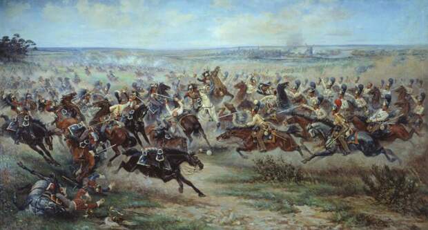 Виктор Мазуровский, «Атака лейб-гвардии конного полка на французских кирасир в сражении под Фридландом 2 июня 1807 года», 1912 г.