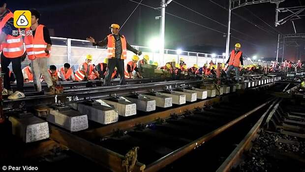 В Китае за 9 часов построили новую железнодорожную развязку