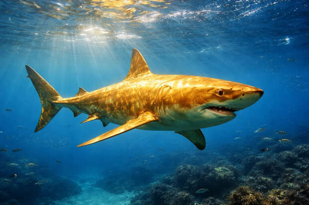 В тропических водах поймали "золотую" акулу с двойной мутацией