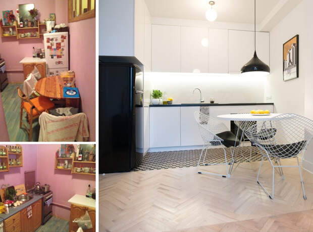 Фото белой кухни до и после ремонта современный столь