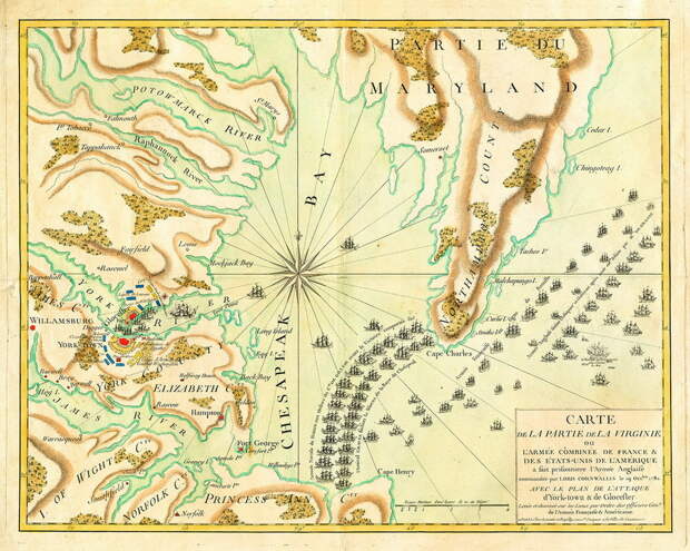 Карта сражения у Чесапика 5 сентября 1781 года - Французский подарок американским патриотам | Военно-исторический портал Warspot.ru