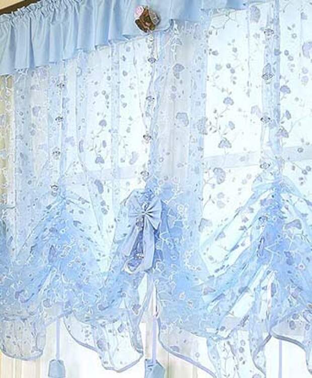 романтические голубые венские шторы для кухни