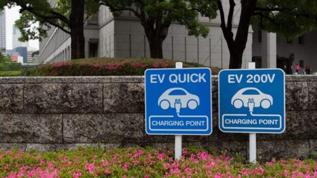 Знаки зарядных станций для электромобилей в Японии
