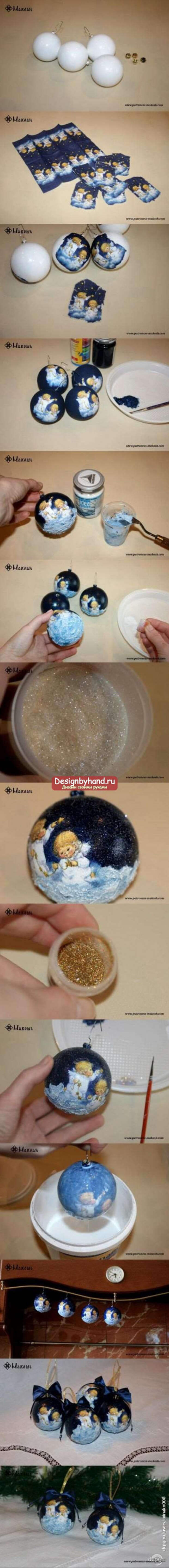 декупаж новогодних шаров