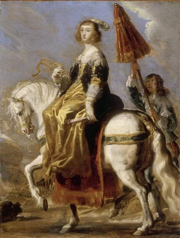 Анна Австрийская на лошади; кисть  Жан де Сен-Игни