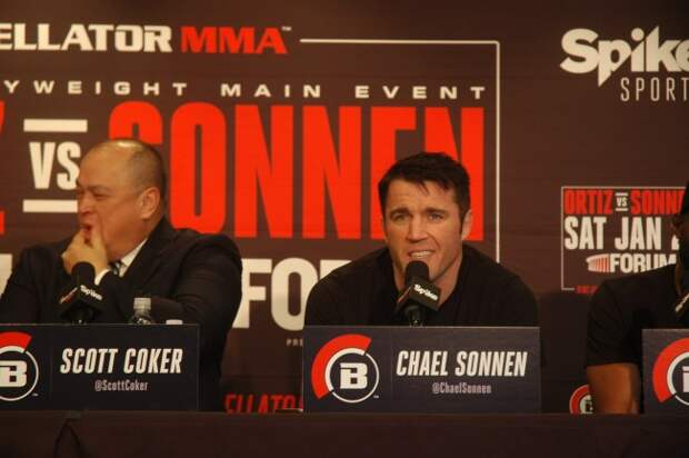 Scott Coker, Chael Sonnen at Bellator 170 Press Conference.