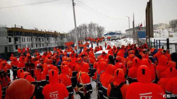Стихийная забастовка рабочих г. Владивосток Забастовка, Владивосток, Задержка зарплаты, Стройка, Видео, Длиннопост