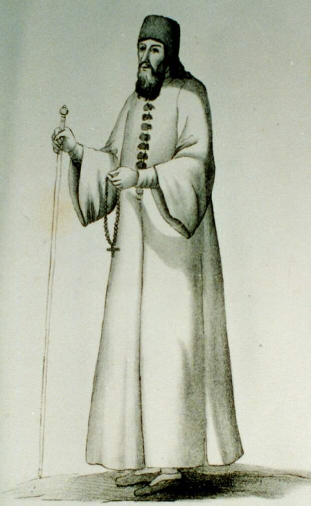 Патриарх Никон в обыкновенном домашнем одеянии. Рисунок 17-го века