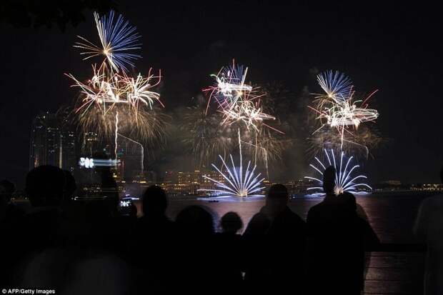 Абу-Даби, ОАЭ города мира, новогодний, новый год, новый год 2018, празднование, фейерверк, фейерверки