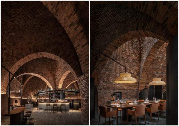 Внутреннее пространство расширяет естественные изгибы экстерьеров кирпичных термитников (50% Cloud, Китай). Внутреннее пространство расширяет естественные изгибы экстерьеров кирпичных термитников (50% Cloud, Китай).