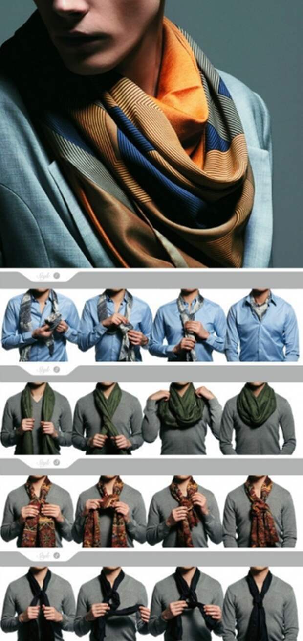 Способы завязывания мужского шарфа