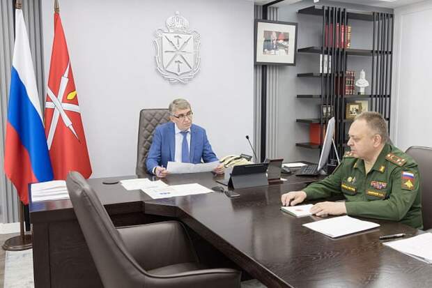 Миляев встретился с военным комиссаром Тульской области Александром Сафроновым