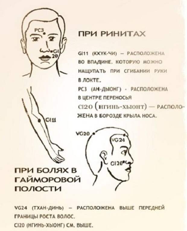 2. Побороть надоедливый насморк помогут 3 точки на лице Бальзам, звездочка