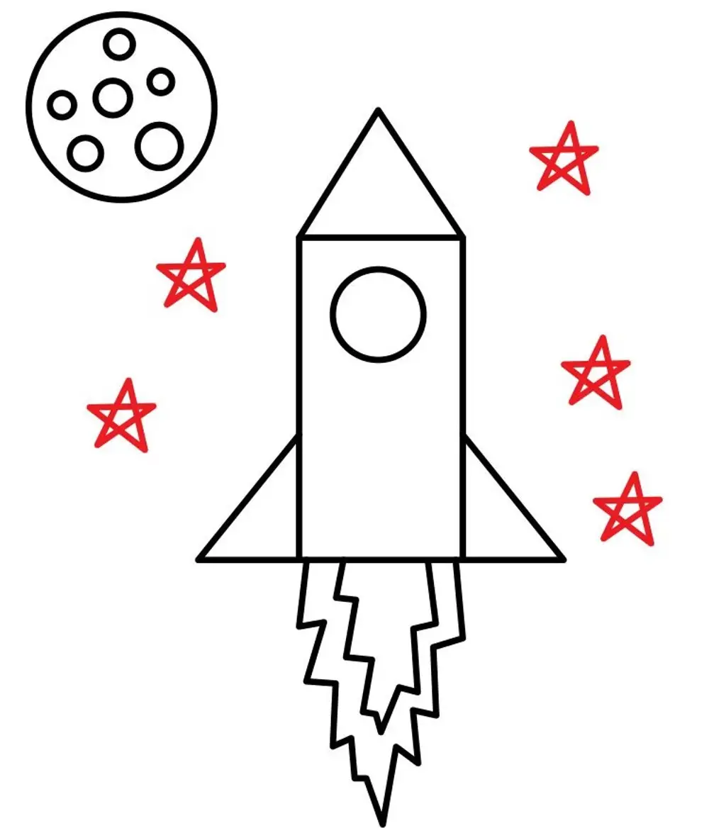 Поэтапное рисование ракеты для детей