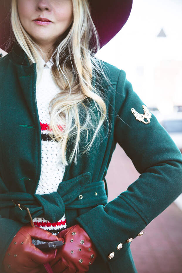 Olga choi fashion blogger myblondegal South Korea elegant smart casual Oasap military coat Choies wine floppy hat Kooding sweater Kate-Katy over knee boots-06397