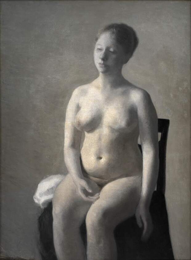 Vilhelm Hammershoi (1864-1916) - Seated Female Nude. (1889), Автор: Датская национальная галерея, Копенгаген (SMK) (Копенгаген (СМК) Датская национальная галерея)Датская национальная галерея, Копенгаген (SMK) (Живопись на Gallerix.ru)