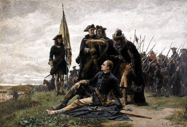Карл XII и Мазепа после Полтавы на беррегу Днепра