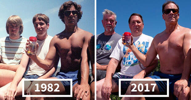 Пятеро школьных друзей повторяют одну и ту же фотографию больше 30 лет