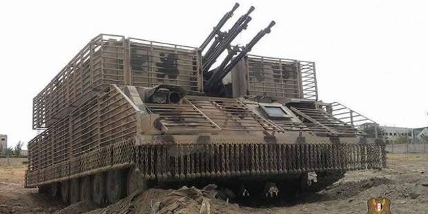 ЗСУ "Шилка" сирийской правительственной армии с усиленным бронированием и противокумулятивными экранами.