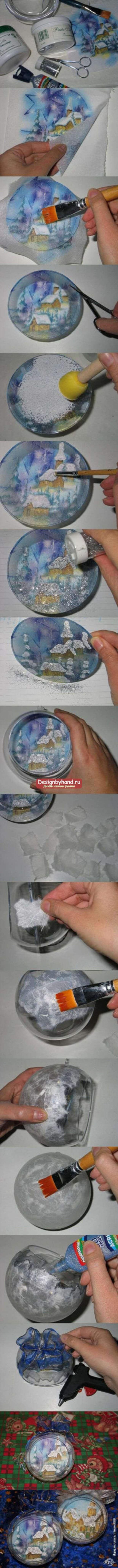 декупаж новогодних шаров