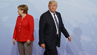 Ангела Меркель и Дональд Трамп на саммите G20 в Гамбурге. Архивное фото