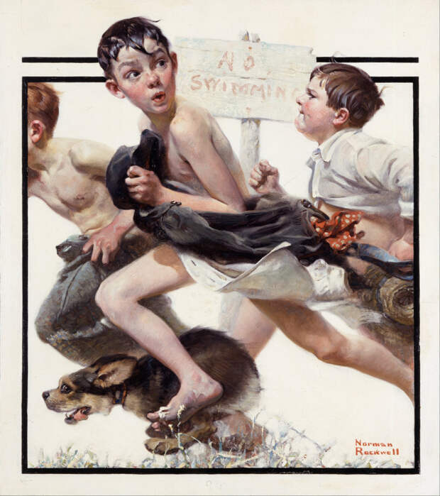 Норман Роквелл «Купание запрещено», 1921 год