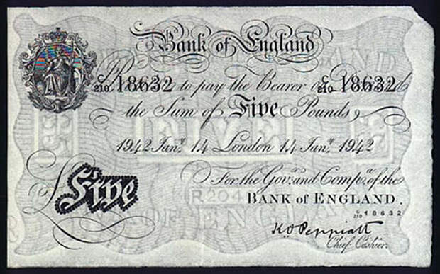 Фальшивая банкнота банка Англии