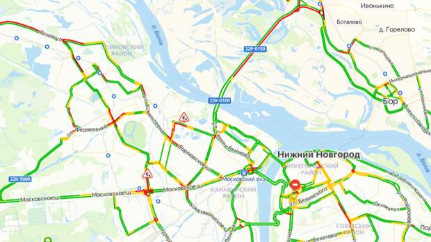 Карта дорог нижнего новгорода с пробками