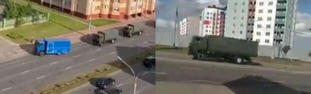 В Минске появились колонны военной техники