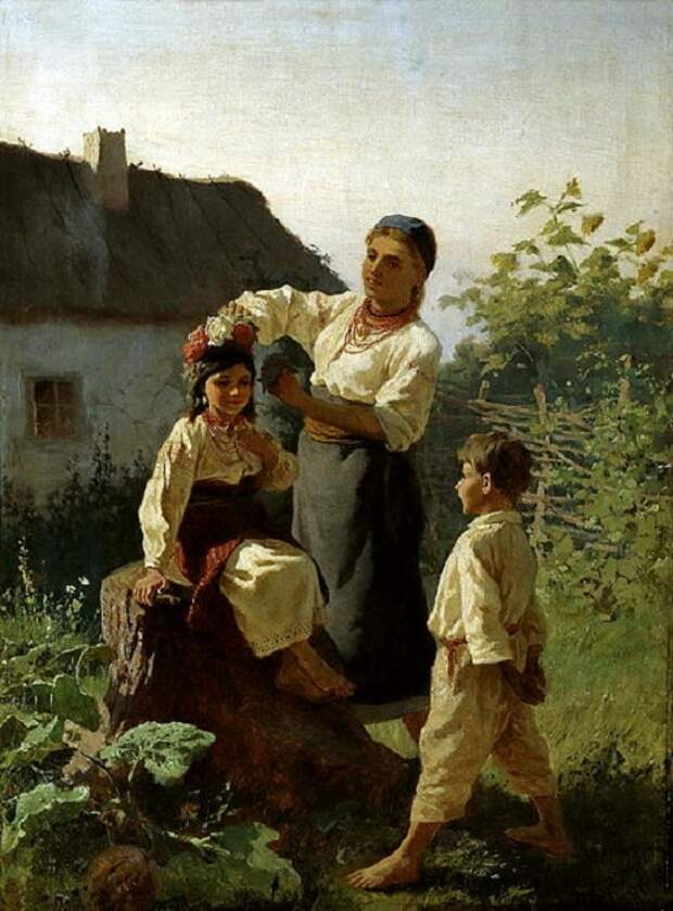 Надевают венок. (1893). Автор: Константин Трутовский.