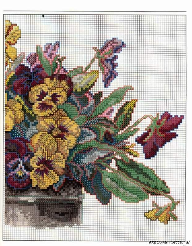 Схема вышивки панно. АНЮТИНЫ ГЛАЗКИ и бабочки (5) (544x700, 422Kb)