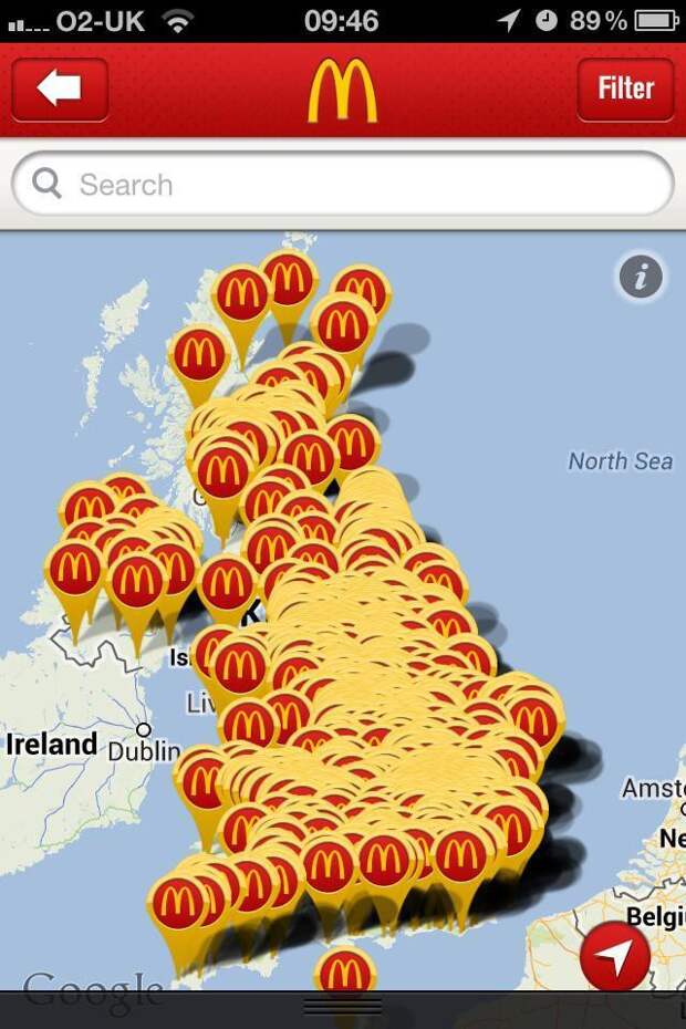 Самое дальнее расстояние, на котором вы можете оказаться от  ближайшего ресторана Макдональдс в Америке – 107 миль еда, интересное, макдональдс, факты