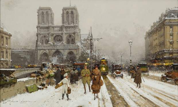 Galien-Laloue Eugène, Notre-Dame sous la neige 01