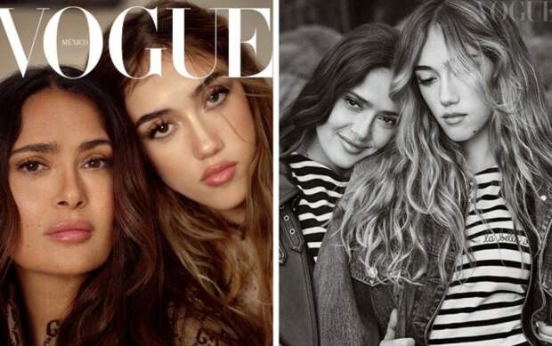 Валентина Палома Пино с мамой Сальмой Хайек в фотосессии для Vogue