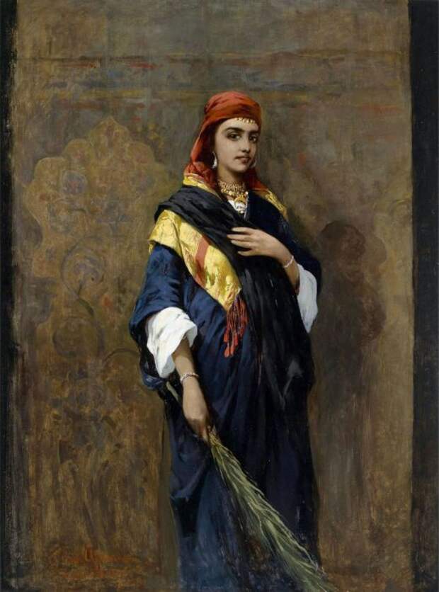 Тадеуш фон Айдукевич (Thaddaus von Ajdukiewicz) (1852 – 1916) Портрет восточной женщины с веткой в руках (Portrait of an Oriental Woman holding a Branch). Тадеуш фон Айдукевич (Thaddaus von Ajdukiewicz) (1852 – 1916) Портрет восточной женщины с веткой в руках (Portrait of an Oriental Woman holding a Branch).