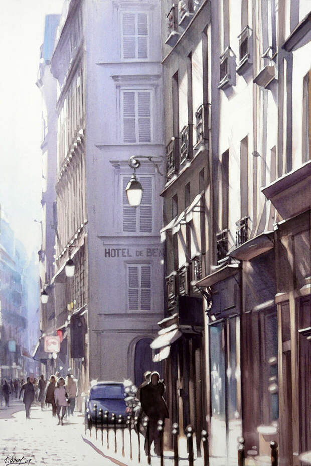 Париж в очаровательных работах художника Тьерри Дюваля