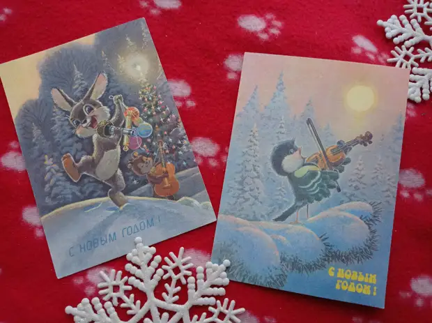 советские открытки художника В. Зарубина (из личной коллекции, фото автора)