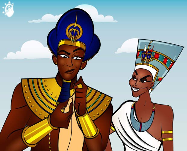 Эхнатон и Нефертити.