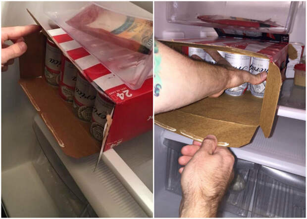 Как за один раз переместить все банки из ящика в холодильник.