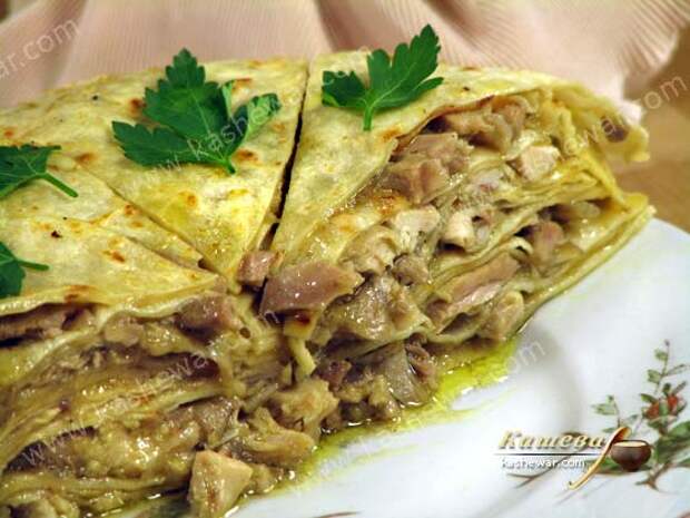 Блины из теста варха с курятиной Блины из теста варха с курятиной – рецепт с фото, марокканская кухня