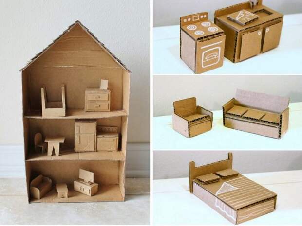 Мебель из картона: оригинальные идеи создания кукольных предметов (51 фото)
