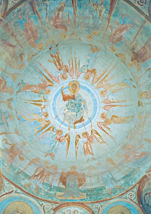 Вознесение Господне. Роспись купола. Последняя четверть XII в. Церковь святого Георгия, Старая Ладога